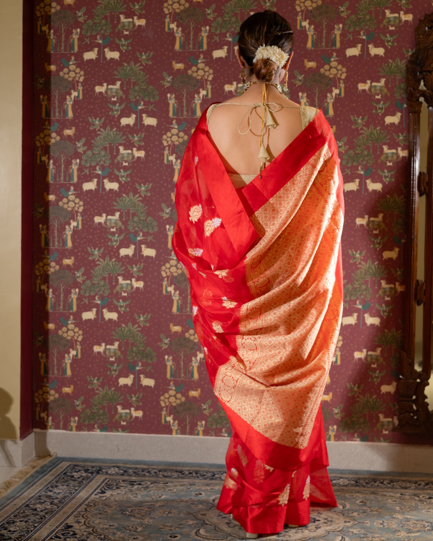 BANARASI KORA ORGANZA SEMI SILK SAREE