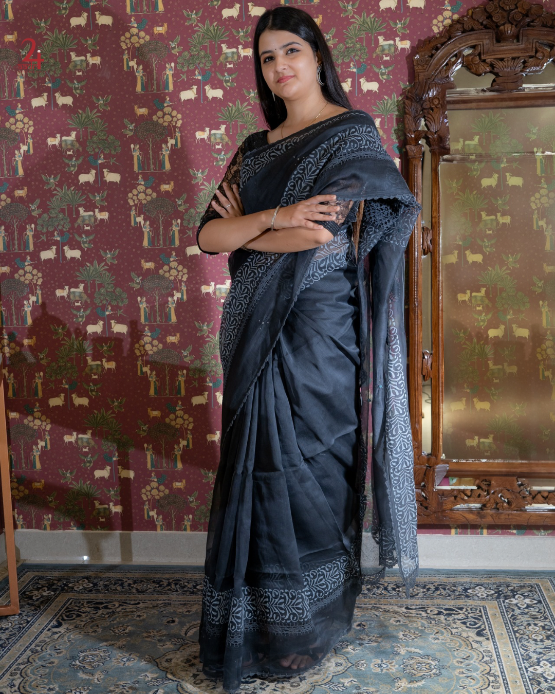 BLACK SUPER NET SAREE