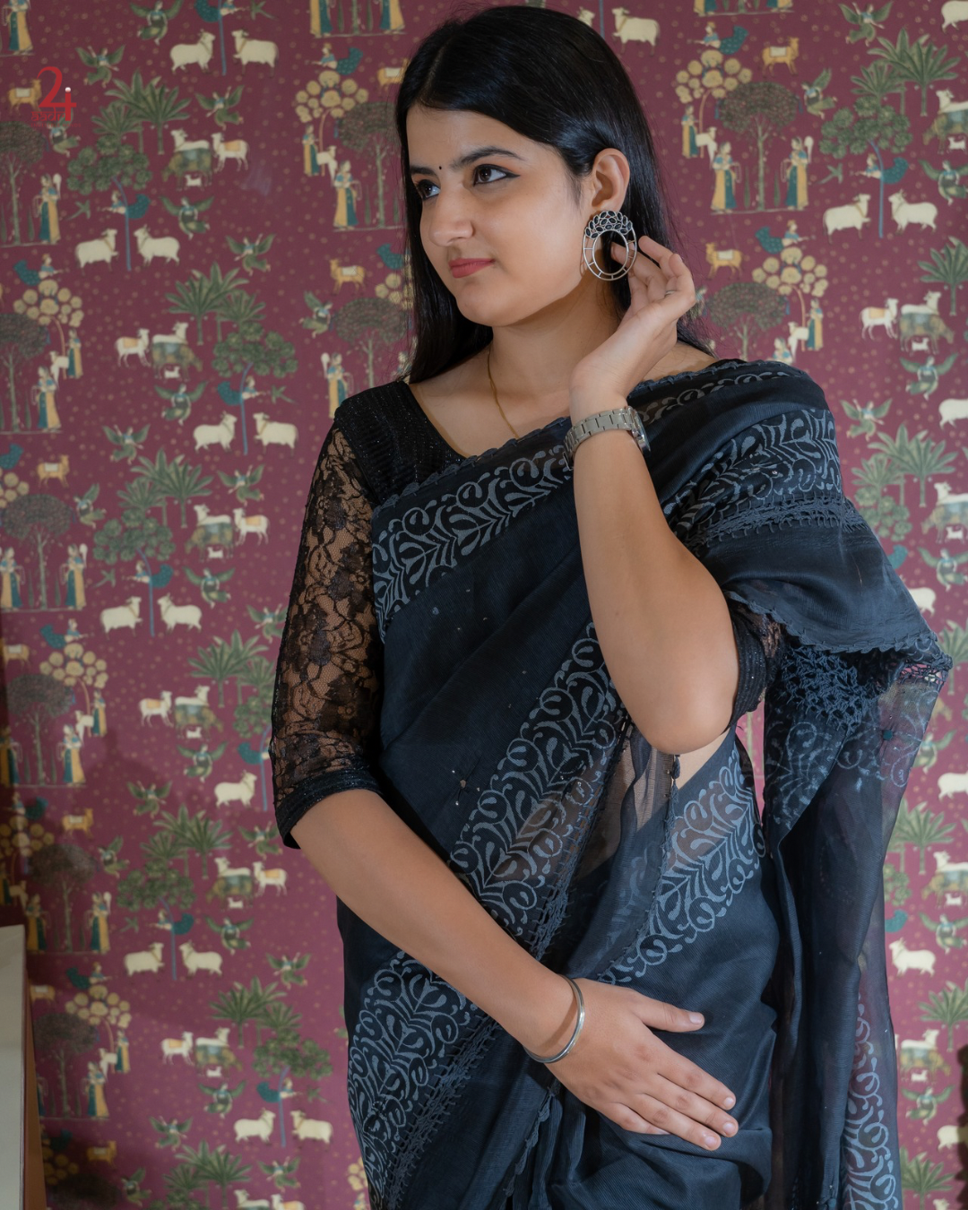 BLACK SUPER NET SAREE