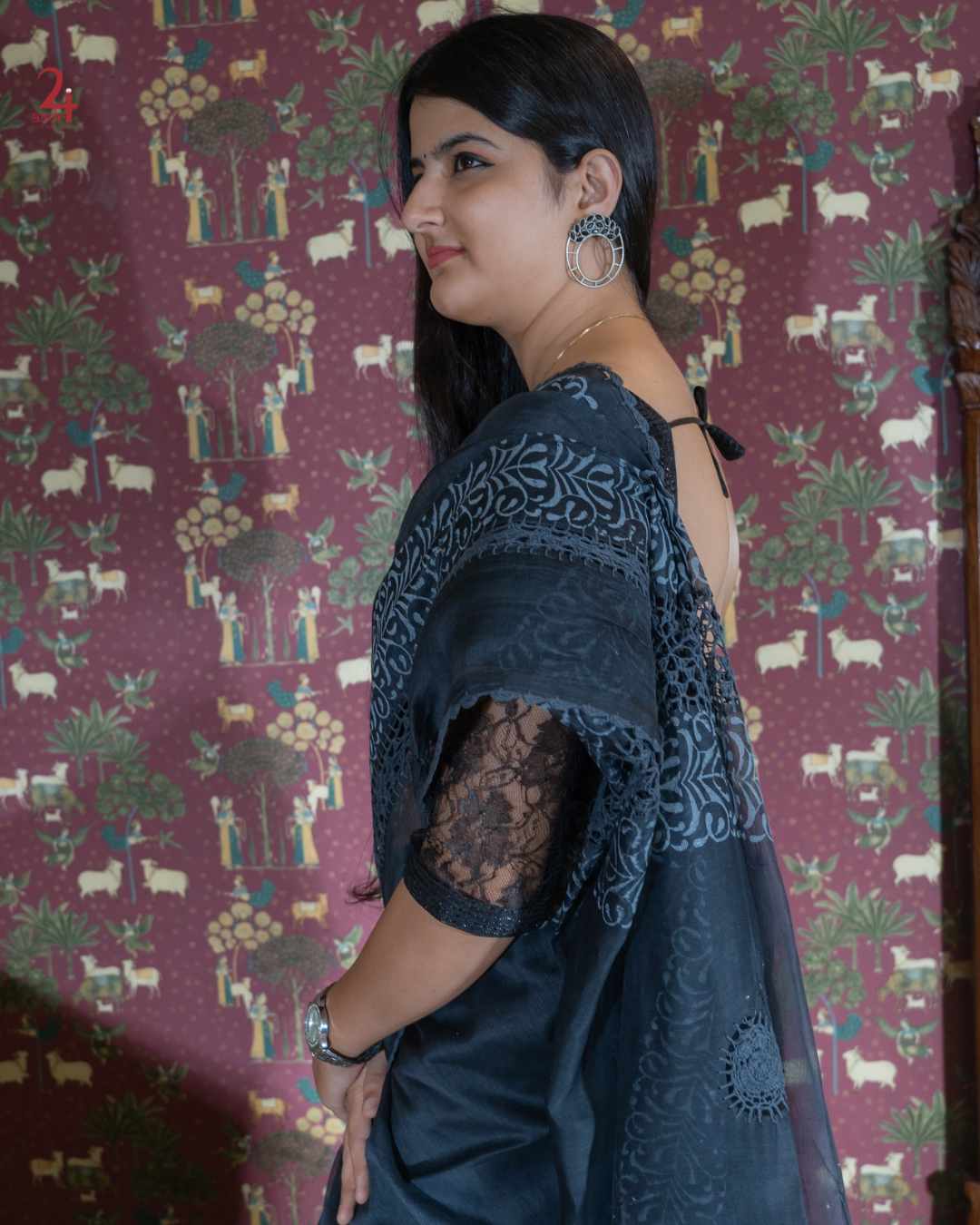 BLACK SUPER NET SAREE