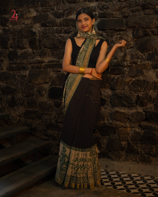 MAHESHWARI HANDBLOCKED SAREE