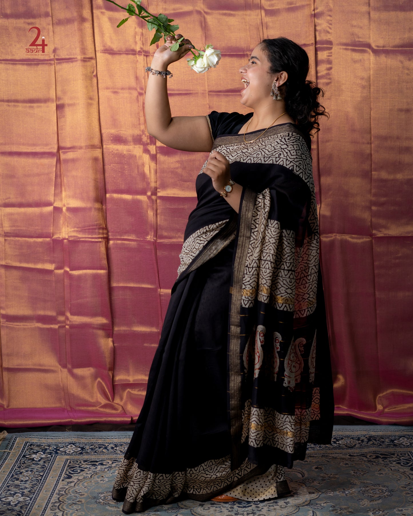 Maheshwari Handblocked Saree