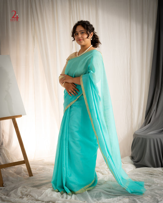 Chanderi Saree Pastel Sky blue