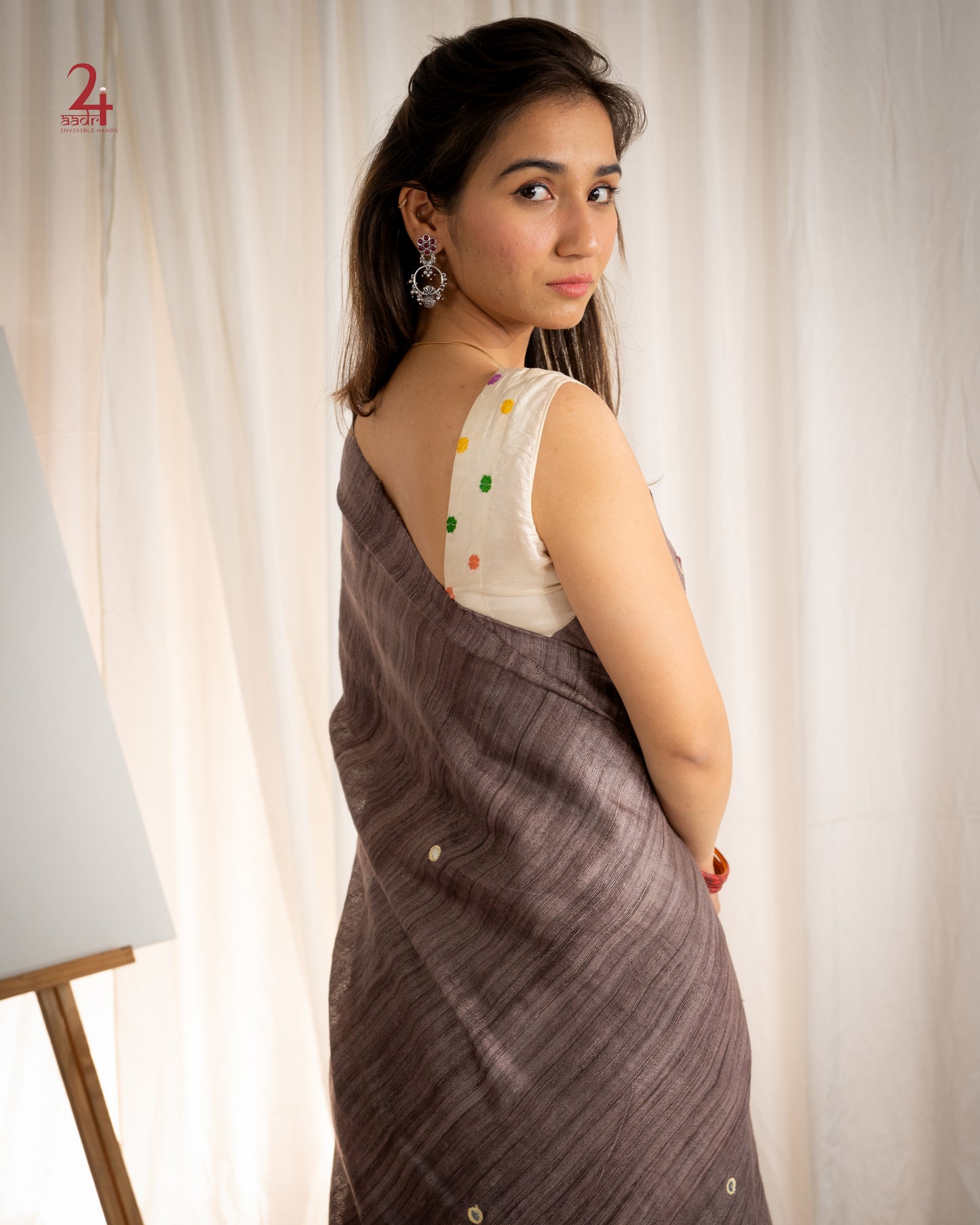 TUSSAR GHICCHA CUT WORK SAREE