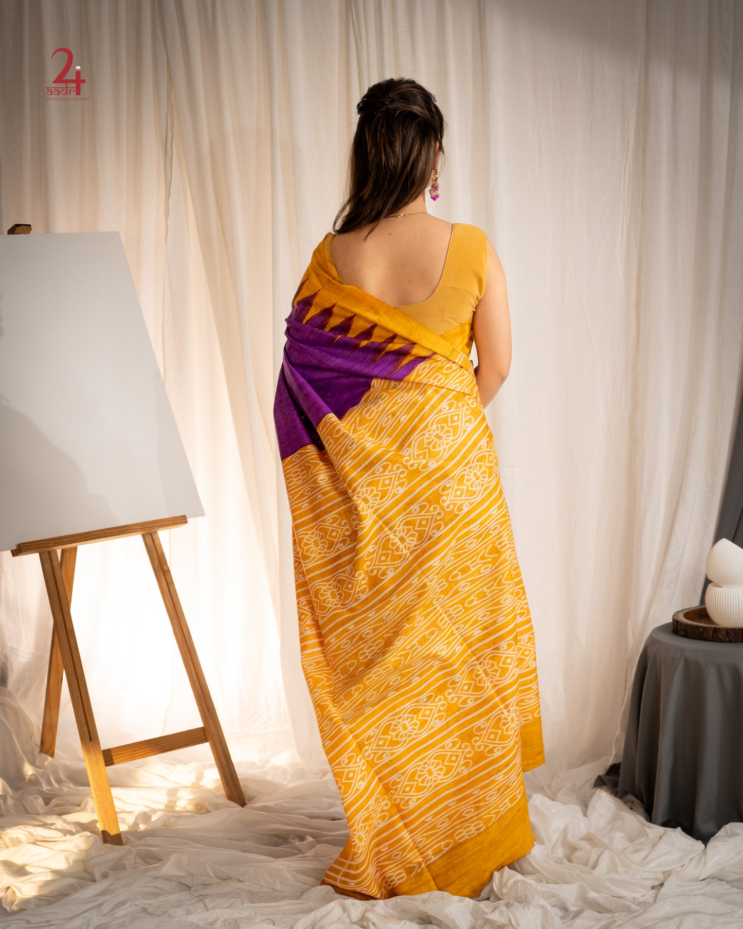 TUSSAR GHICCHA GEOMETRIC SAREE