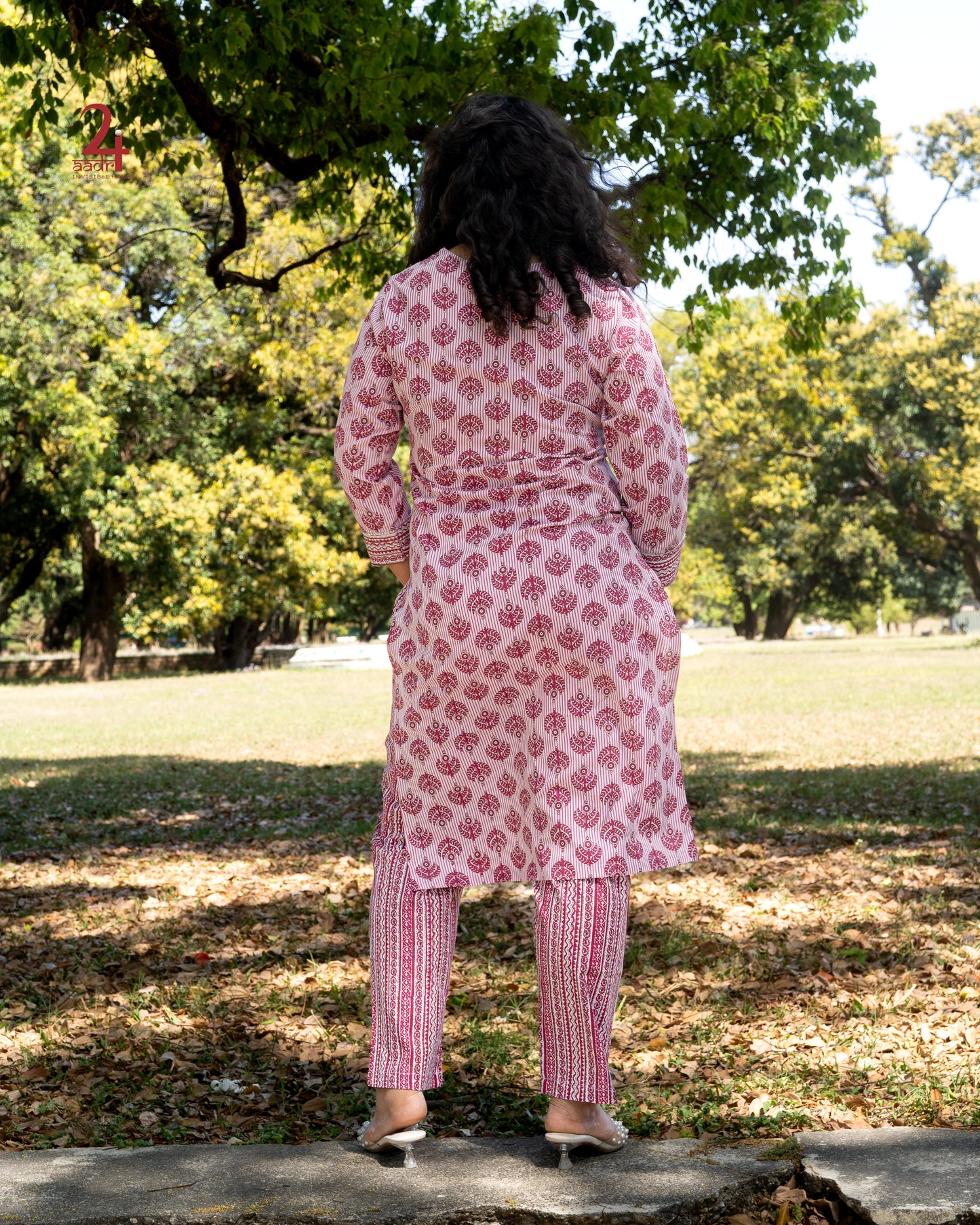 Maroon Printed Kurta Bottom Set