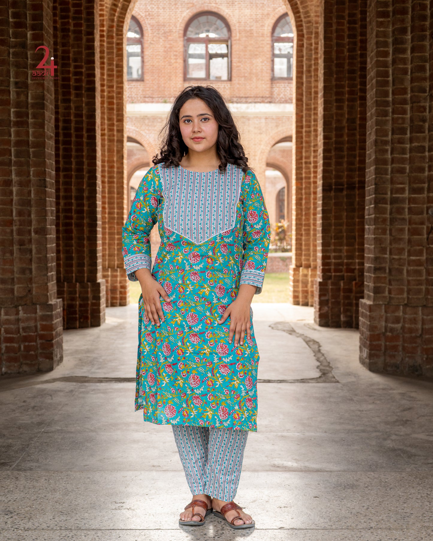 Blue floral Kurta Bottom Set