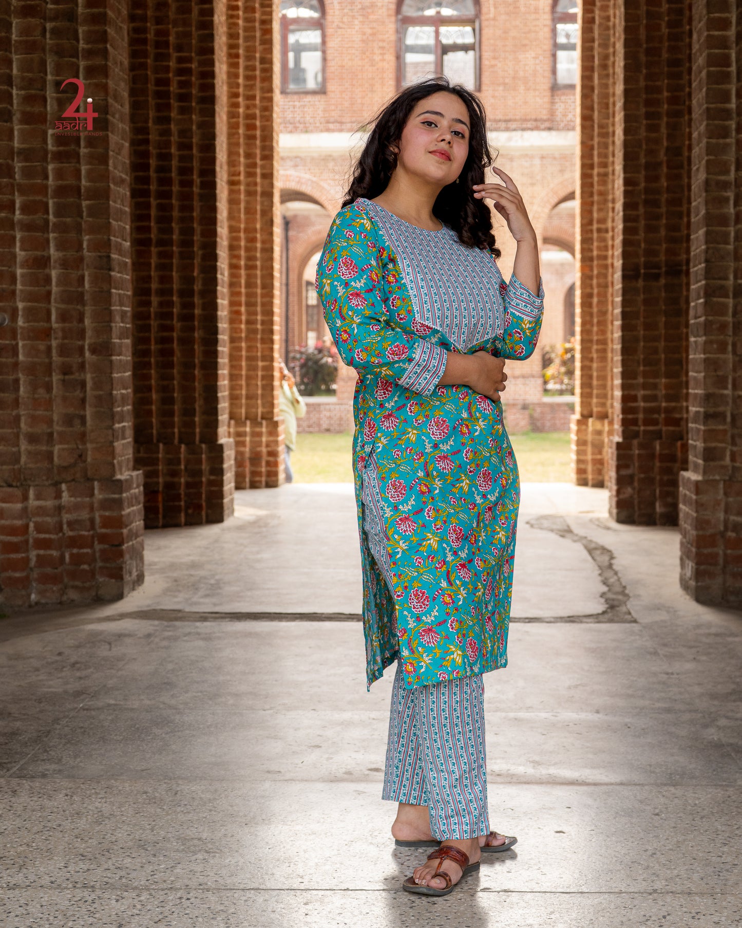 Blue floral Kurta Bottom Set