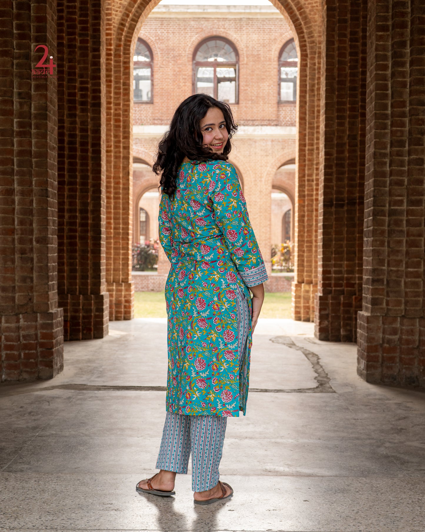 Blue floral Kurta Bottom Set