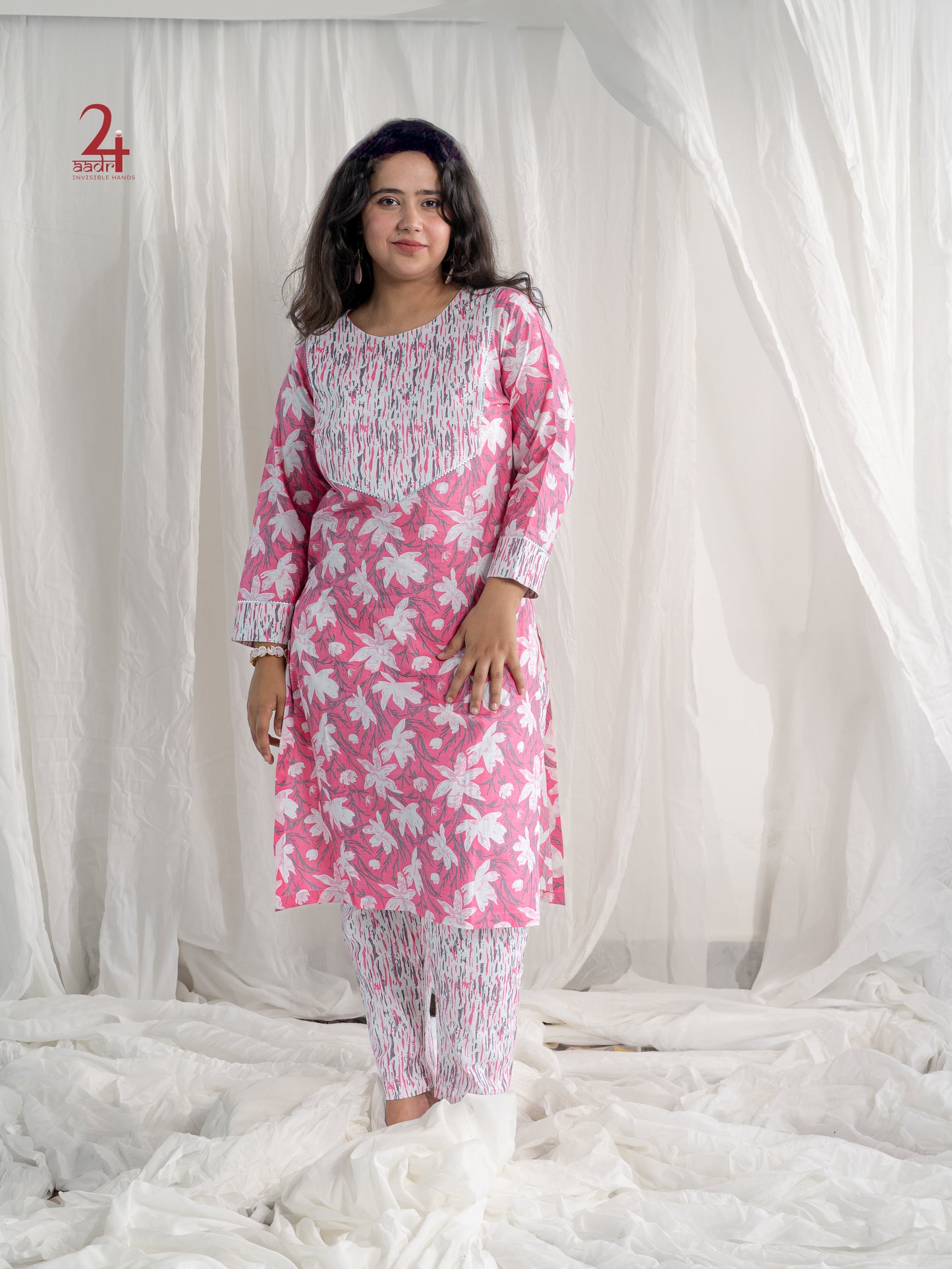 Firefly Pink Kurta Bottom Set
