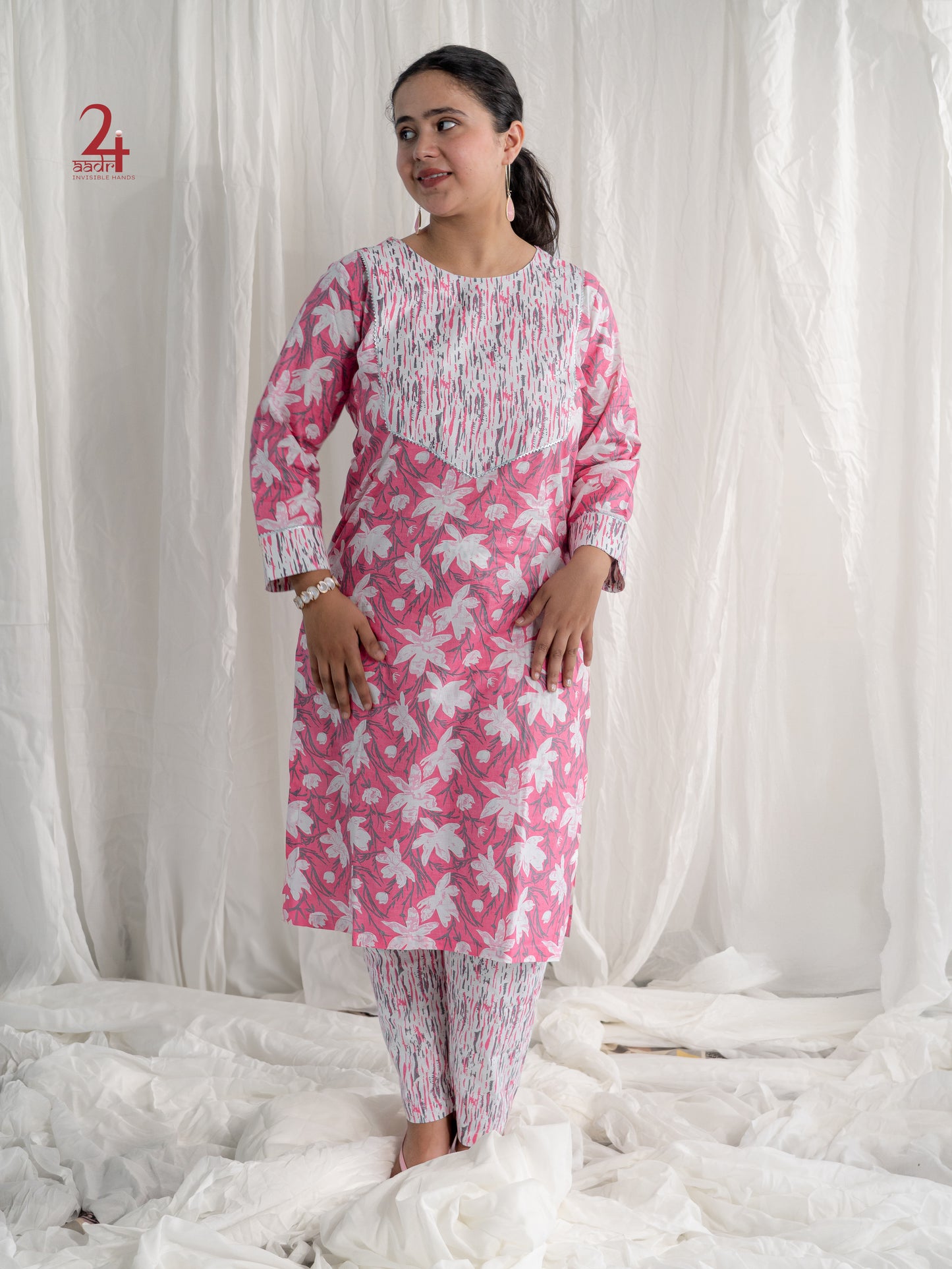 Firefly Pink Kurta Bottom Set