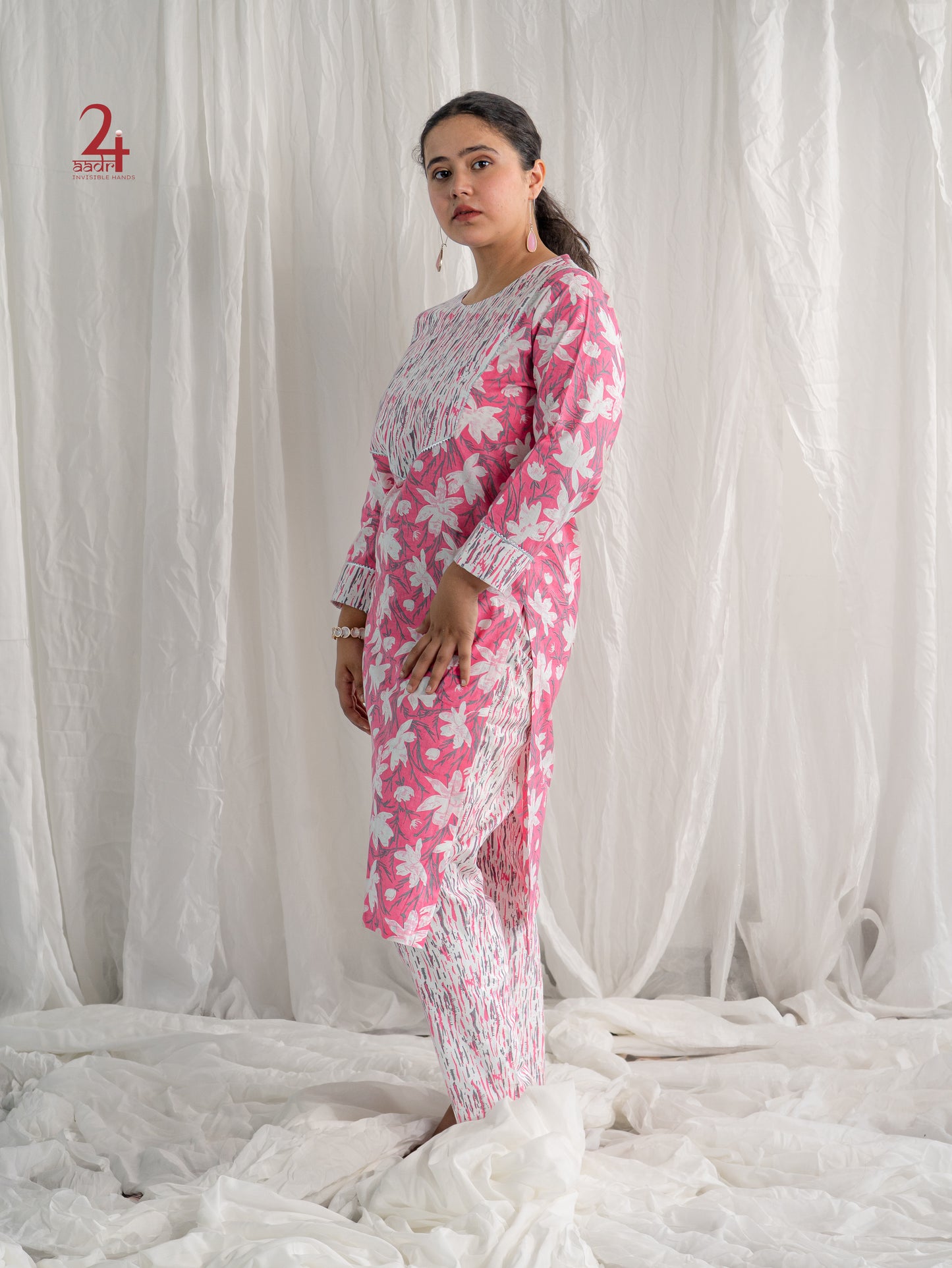 Firefly Pink Kurta Bottom Set