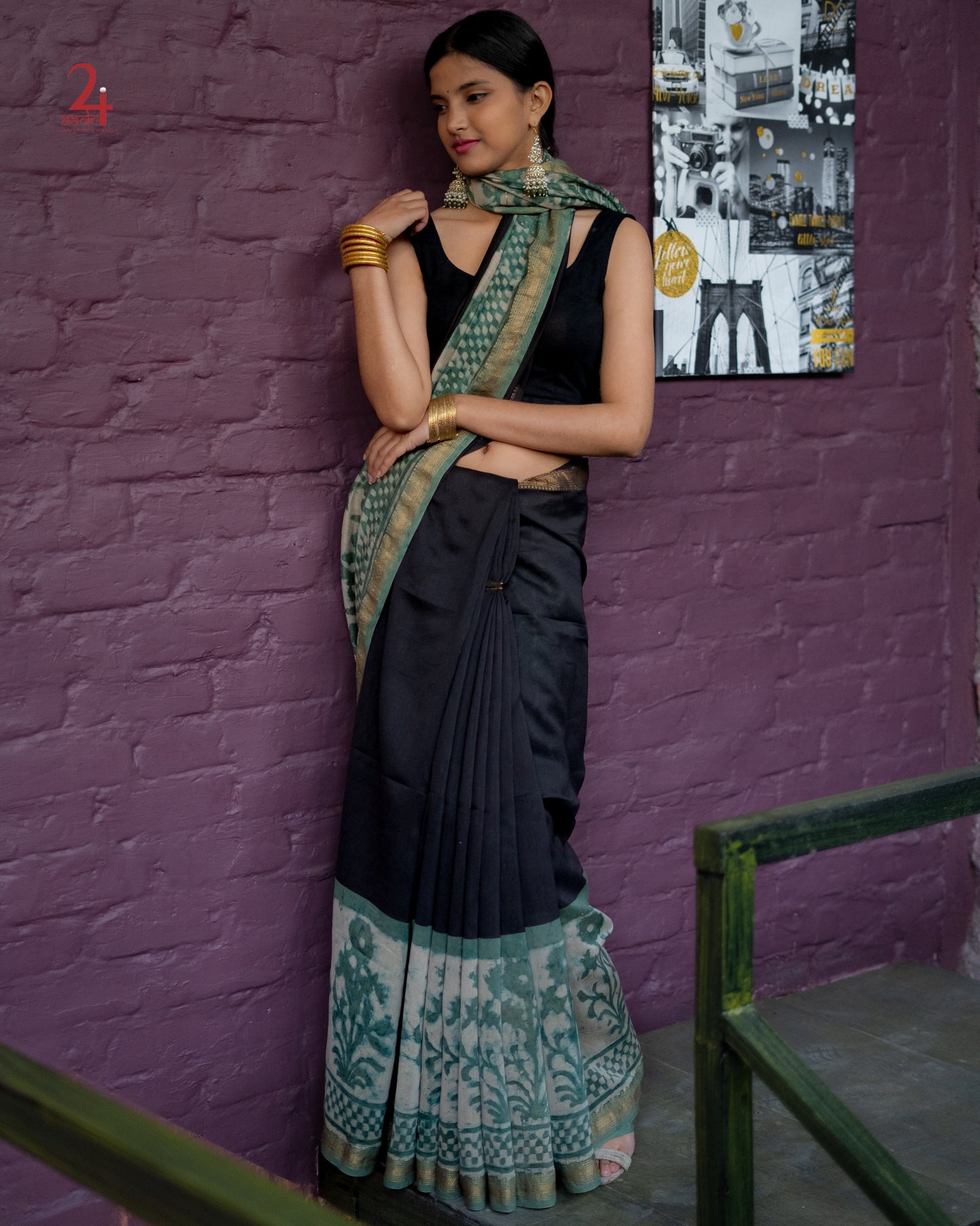 MAHESHWARI HANDBLOCKED SAREE
