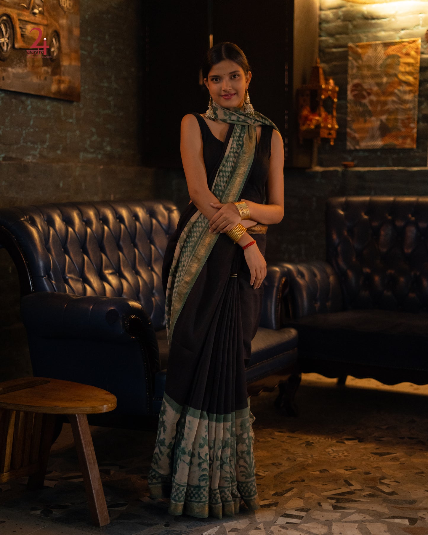MAHESHWARI HANDBLOCKED SAREE