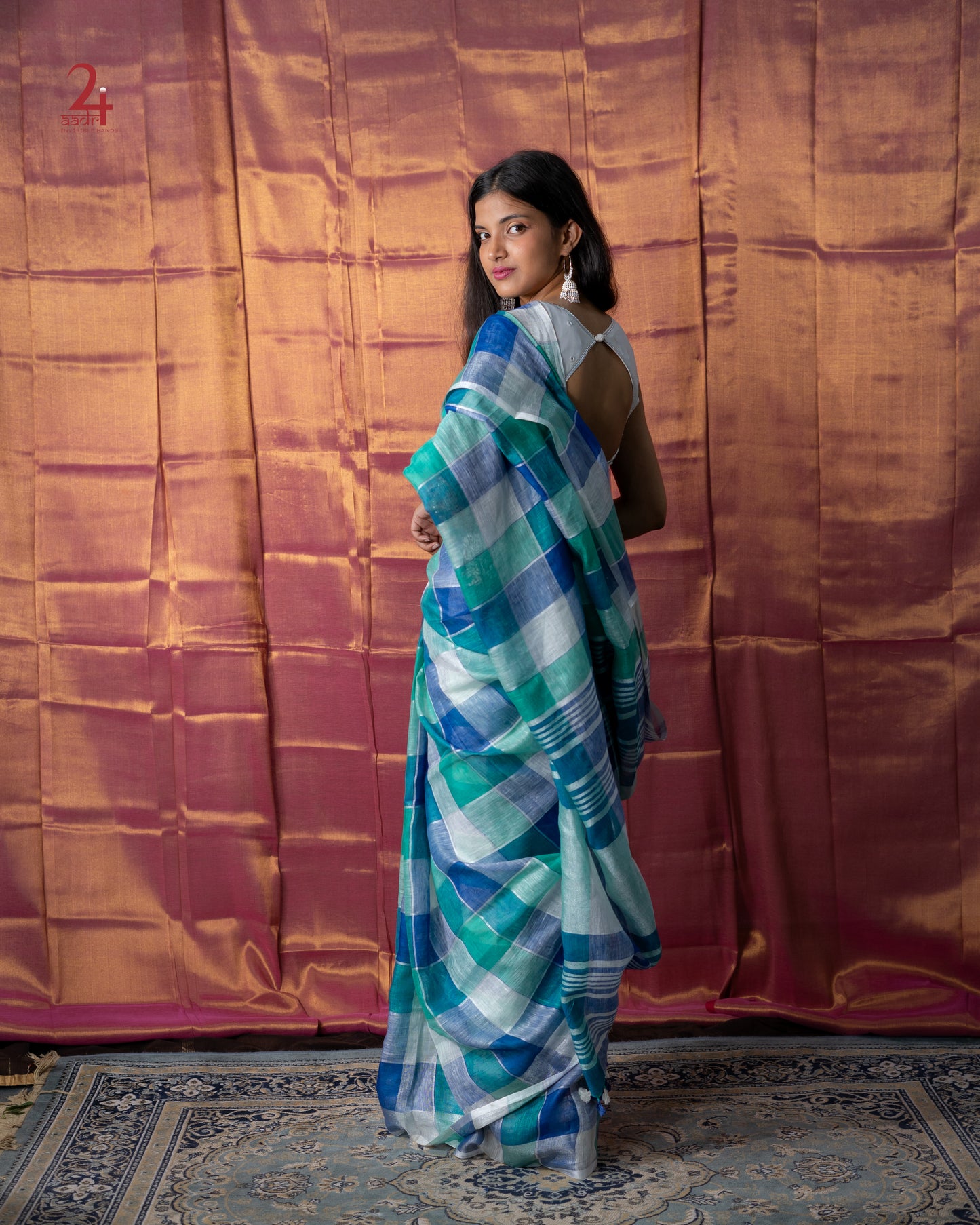 LINEN CHECK SAREE