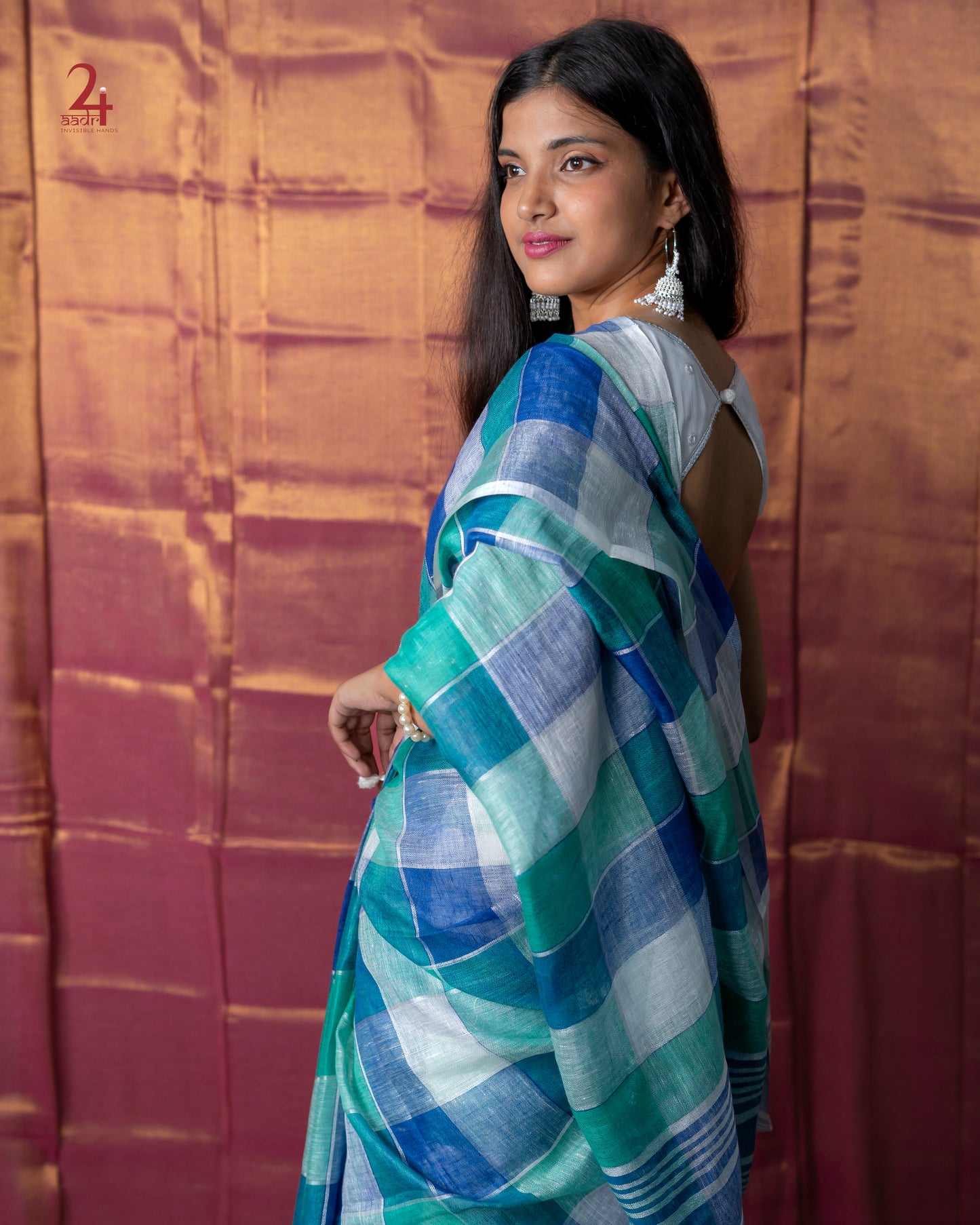 LINEN CHECK SAREE