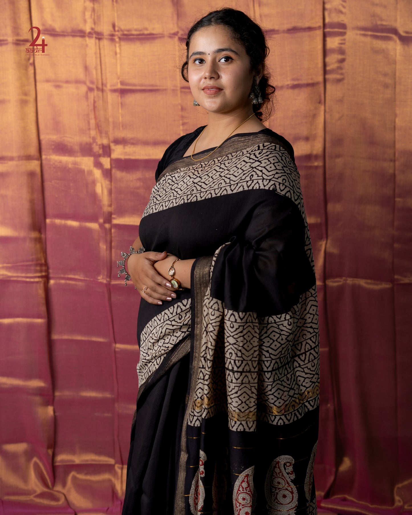 Maheshwari Handblocked Saree