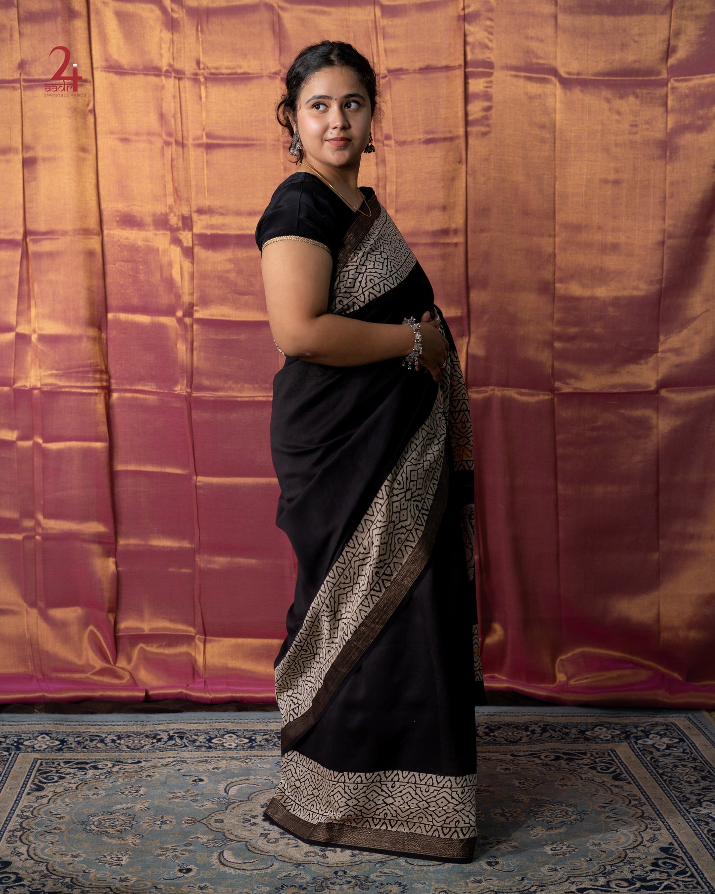 Maheshwari Handblocked Saree