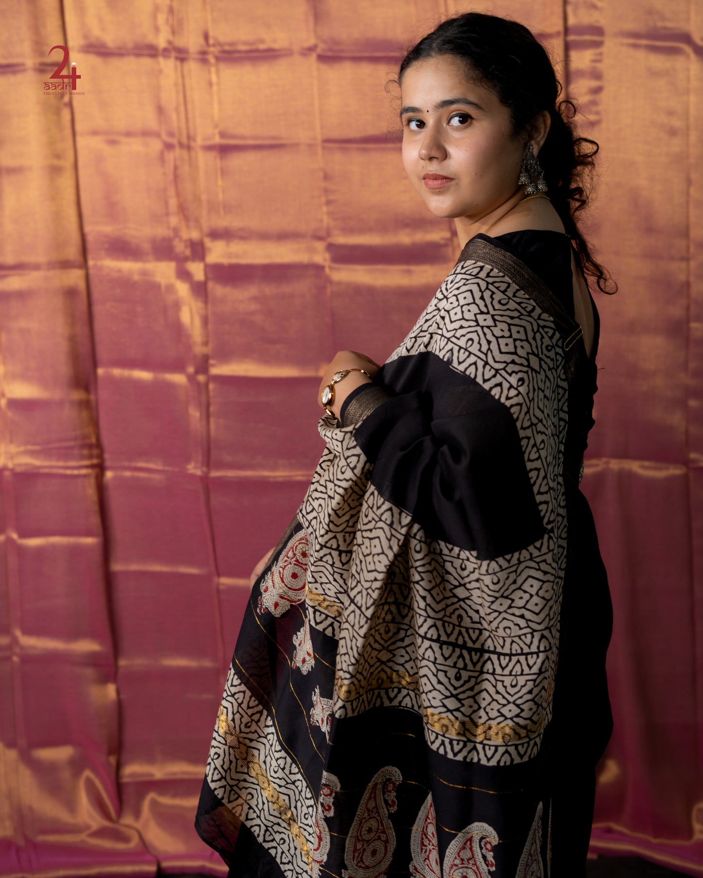 Maheshwari Handblocked Saree