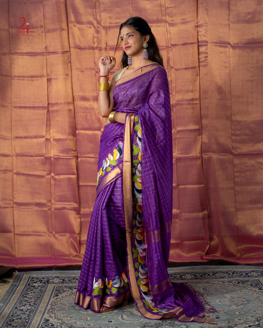 SEMI SILK EMBROIDERED SAREE