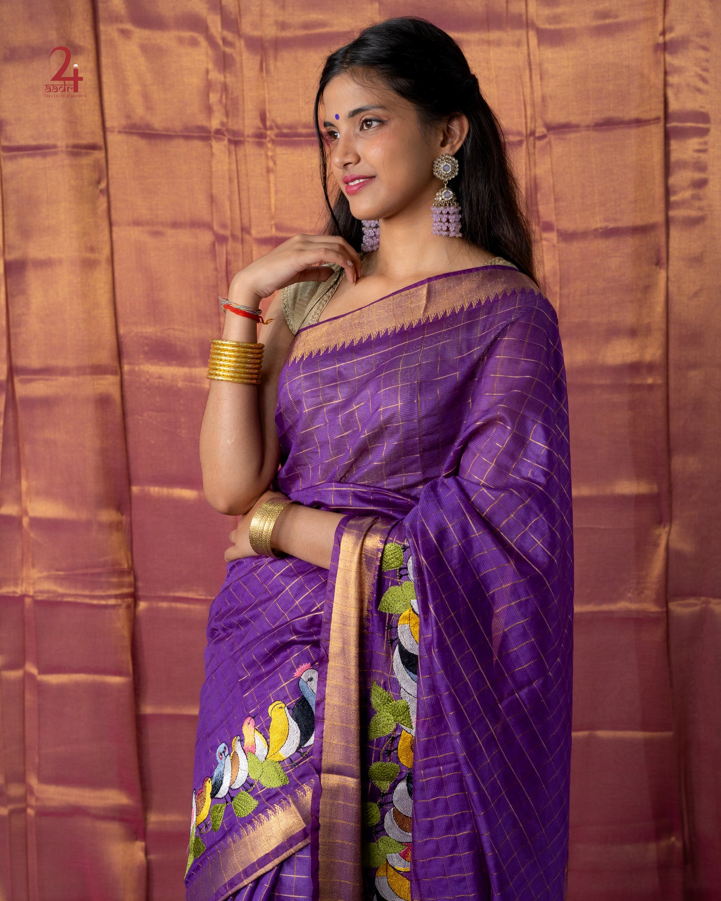 SEMI SILK EMBROIDERED SAREE