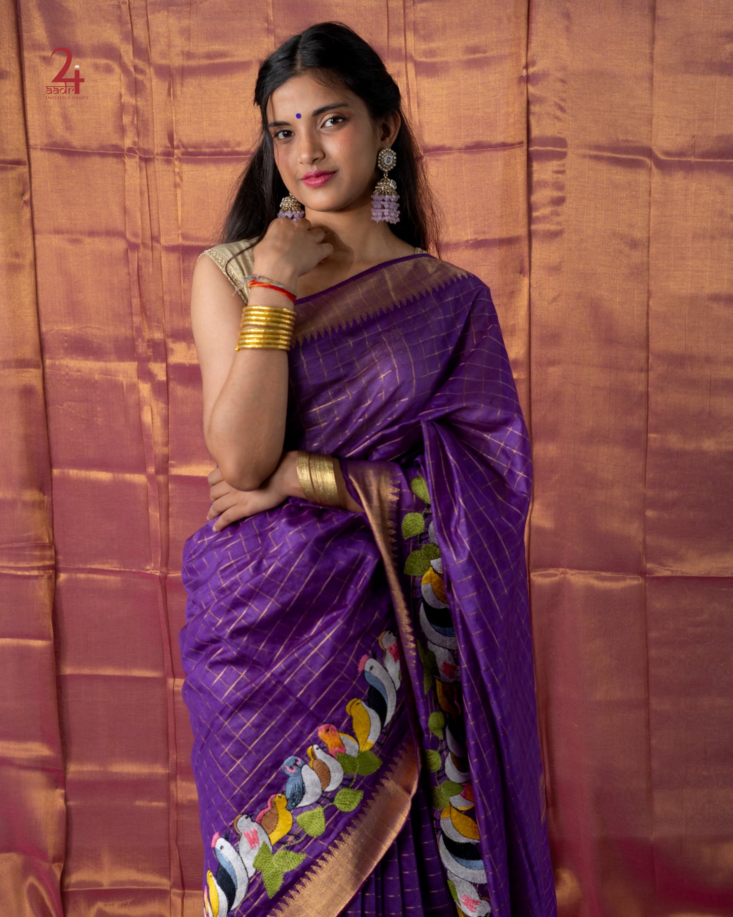 SEMI SILK EMBROIDERED SAREE