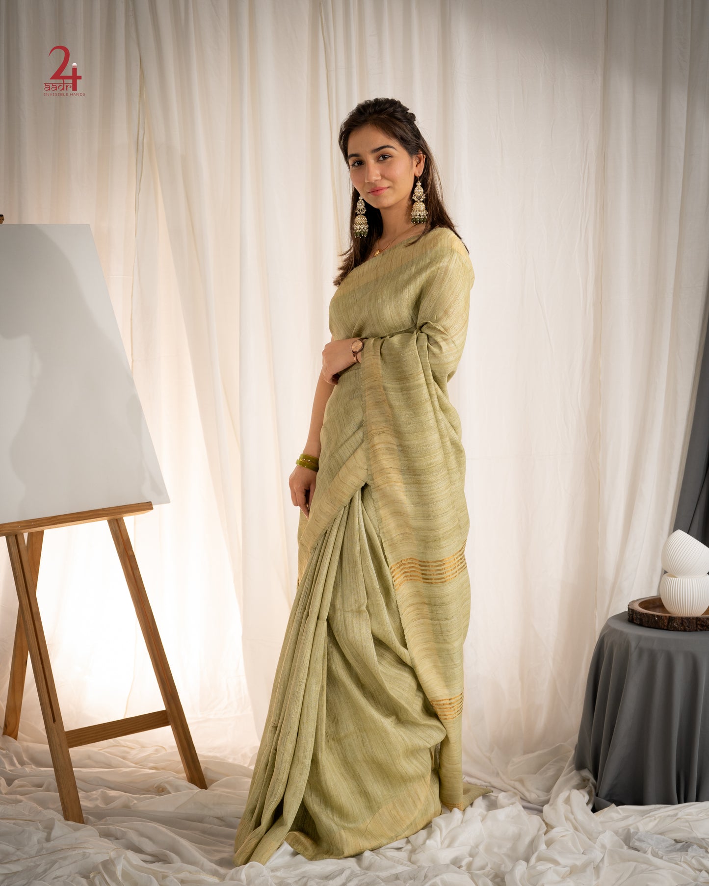 Tussar Ghiccha Handloom Saree (OLIVE)