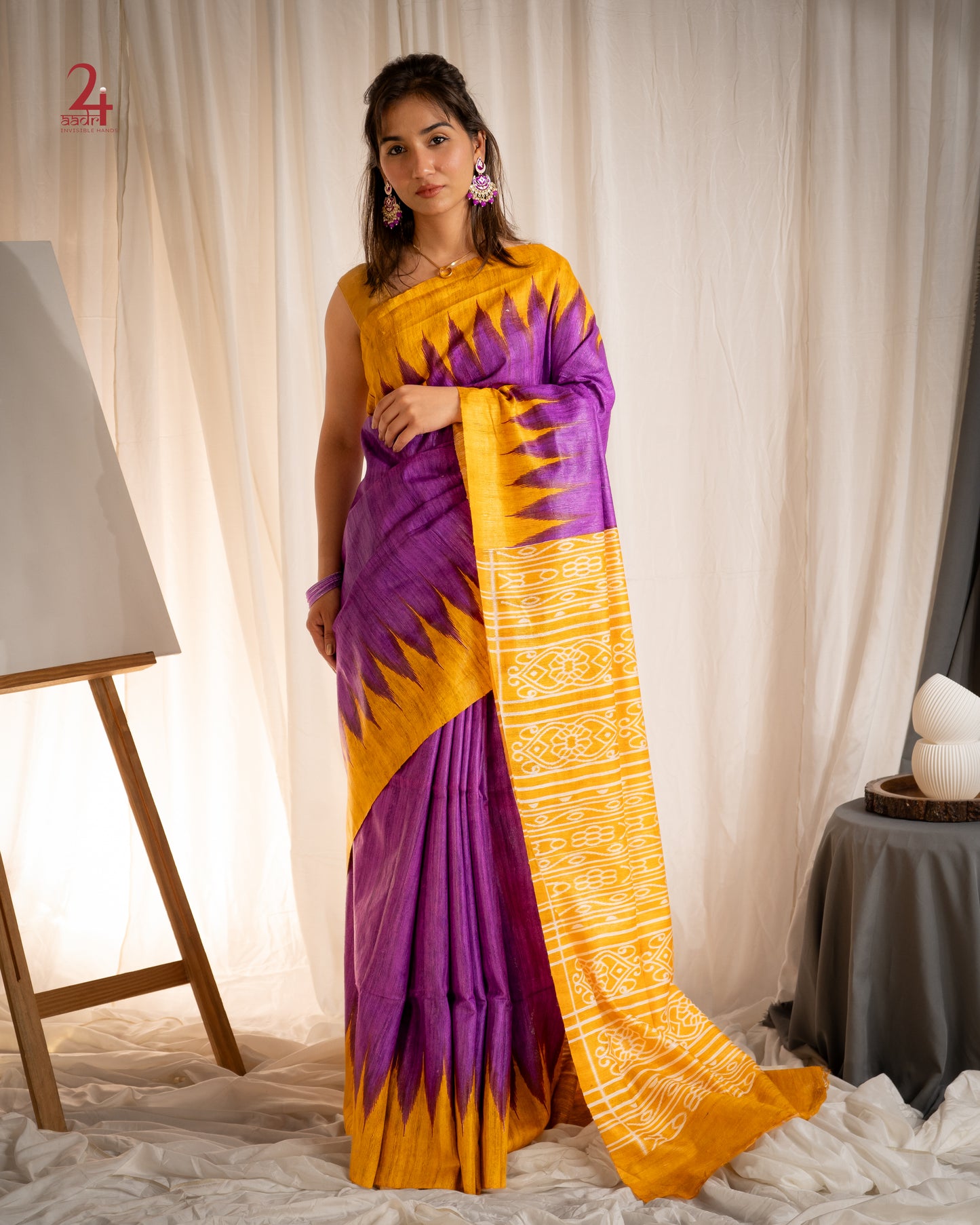 TUSSAR GHICCHA GEOMETRIC SAREE