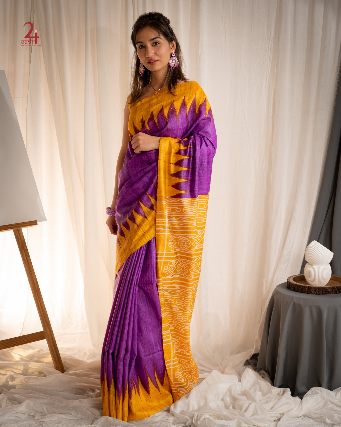TUSSAR GHICCHA GEOMETRIC SAREE