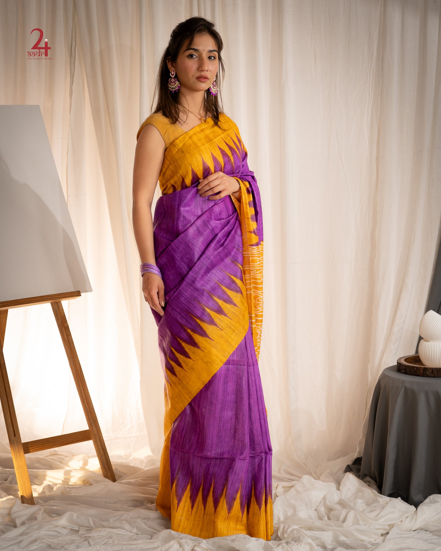 TUSSAR GHICCHA GEOMETRIC SAREE