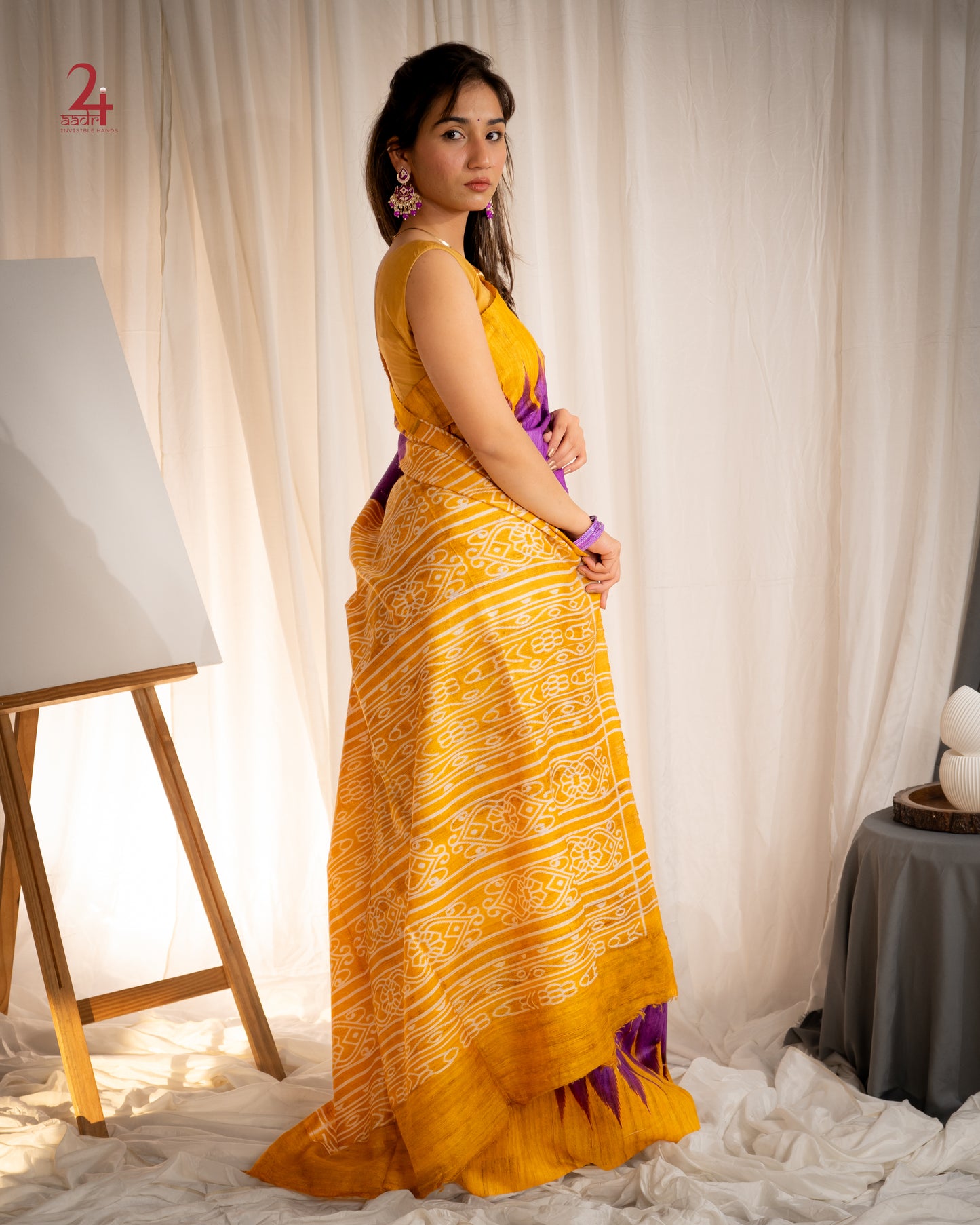 TUSSAR GHICCHA GEOMETRIC SAREE