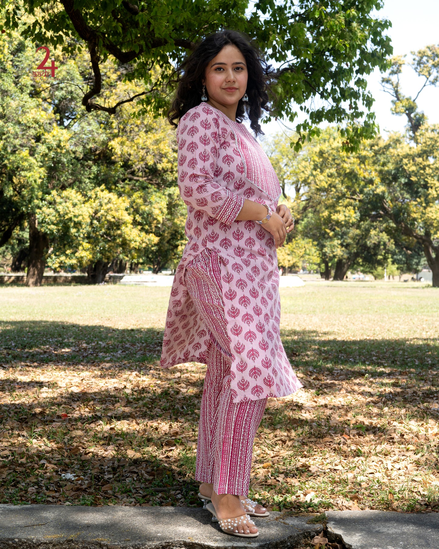 Maroon Printed Kurta Bottom Set