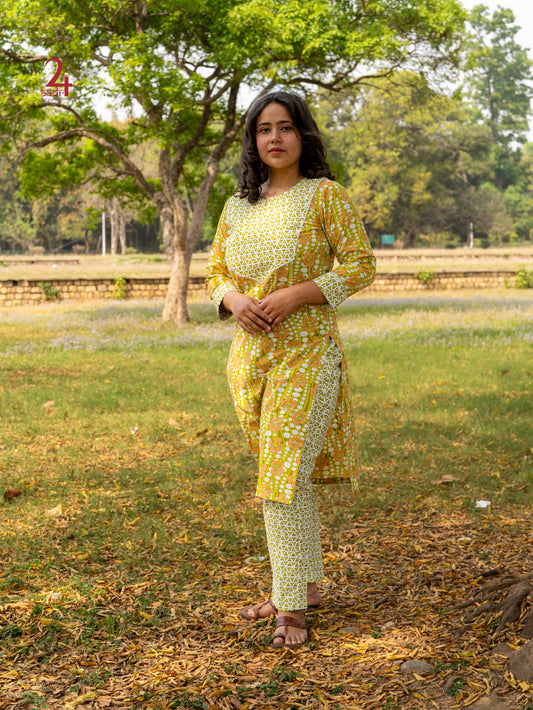 Olive Triangle Kurta Bottom Set
